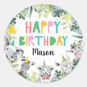 Adesivo Festa de aniversário de Animais Safari