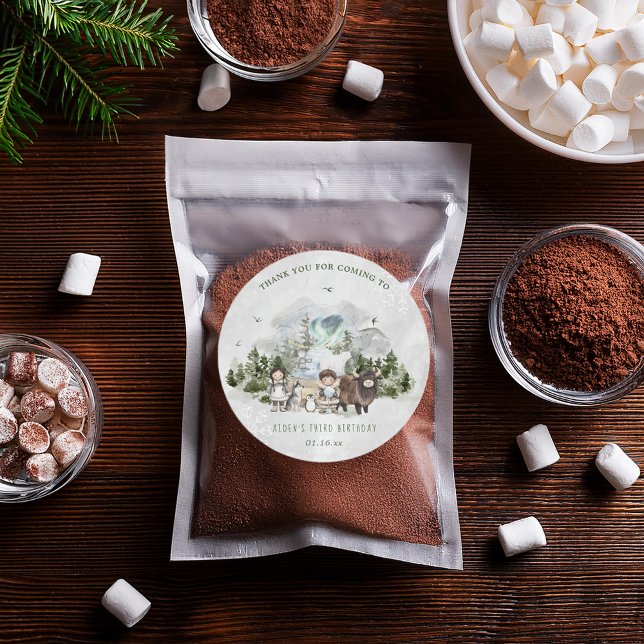 Adesivo Festa de aniversário de Aventura Árctica (Criador carregado)