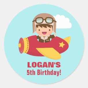 Adesivo Festa de aniversário de Aviador Justo