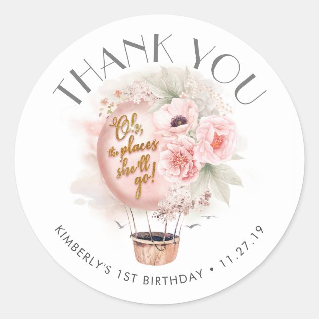 Adesivo Festa de aniversário de balão de ar quente inspira (Frente)