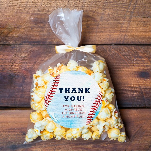 Adesivo Festa de aniversário De Baseball Obrigado Padrinha (Thank You Sticker - Baseball Birthday Party )