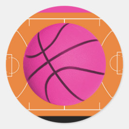 Adesivo Festa de Aniversário de Basquete Preto Rosa e Lara