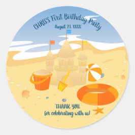 Adesivo Festa de aniversário de bebê divertida da praia do