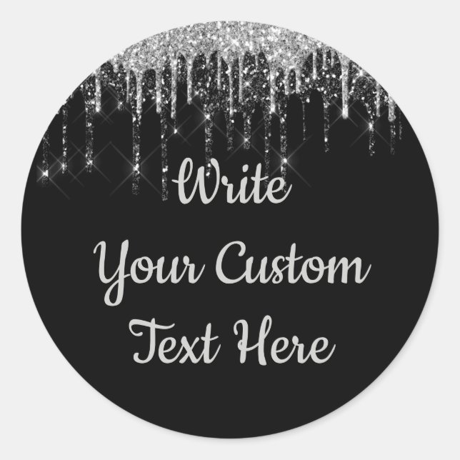 Adesivo Festa de Aniversário de Bodas de Black & Silver Br (Frente)