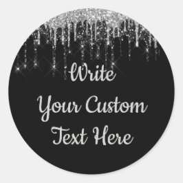 Adesivo Festa de Aniversário de Bodas de Preto & Prata Bri