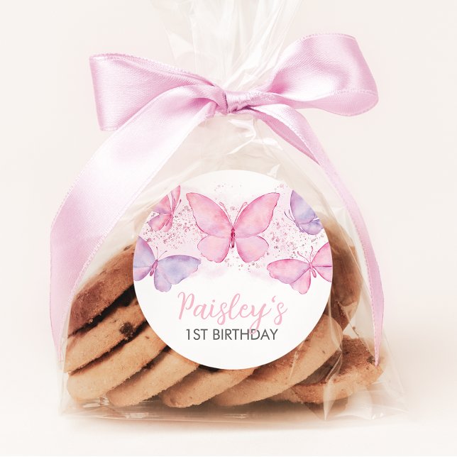 Adesivo Festa de aniversário de borboleta Cupcake Stickers (Criador carregado)