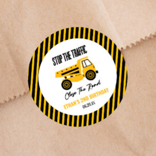 Adesivo Festa de aniversário de Bulldozer de Bomba de Cons