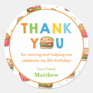 Adesivo Festa de aniversário De Burger De Comida Rápida 