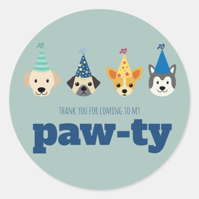 Adesivo Festa de aniversário De Cachorro Feliz Obrigado Et (Frente)