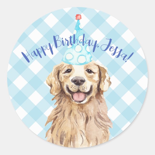 Adesivo Festa de aniversário de cães, Sticker Personalizad (Frente)