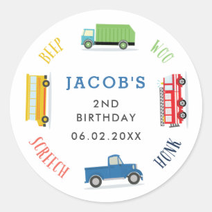 Adesivo Festa de aniversário de caminhão azul com bip