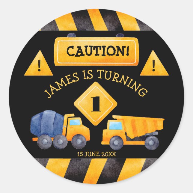 Adesivo Festa de aniversário de caminhões de construção (Frente)