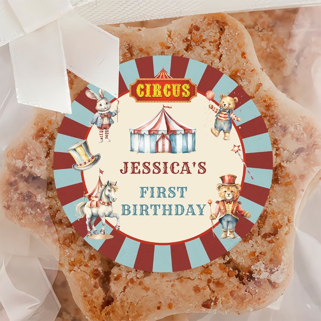 Adesivo Festa de aniversário de Carnaval de Animais do Cir (Criador carregado)