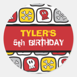 Adesivo Festa de aniversário de Cartoon Skulls & Bones Pir