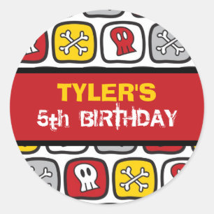 Adesivo Festa de aniversário de Cartoon Skulls & Bones Pir