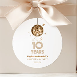 Adesivo Festa de Aniversário de Casamento de 10 Anos Disco