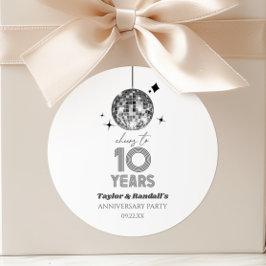 Adesivo Festa de Aniversário de Casamento de 10 Anos Disco