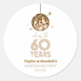 Adesivo Festa de Aniversário de Casamento de 60 Anos Disco