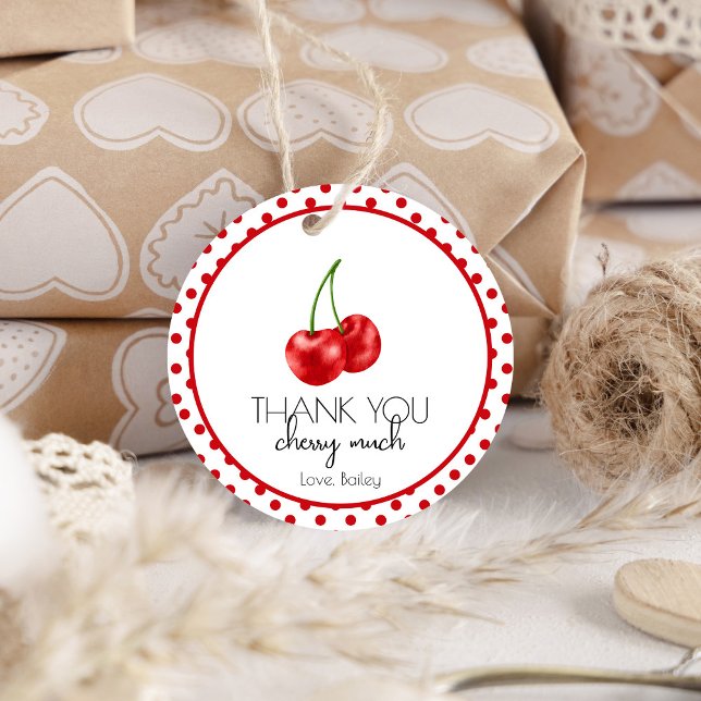 Adesivo Festa de aniversário De Cereja Obrigado. (Criador carregado)