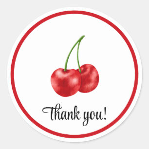 Adesivo Festa de aniversário De Cereja Obrigado.