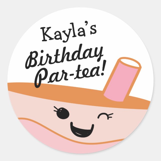 Adesivo Festa de aniversário de Chá Boba de Bolo Bonito (Frente)