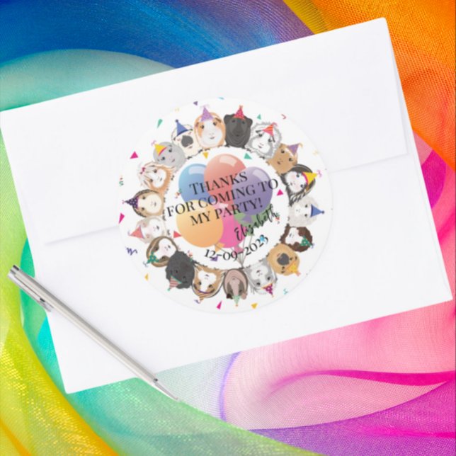 Adesivo Festa de aniversário de cobaias e balões (Criador carregado)