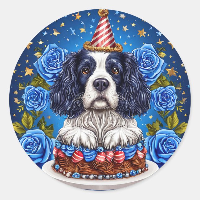 Adesivo 🎂 Festa de Aniversário de Cocker Spaniel Para Ama (Frente)