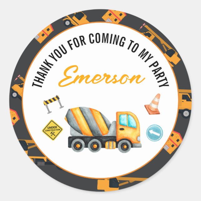 Adesivo Festa de aniversário de construção (Frente)