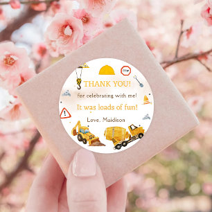 Adesivo Festa de aniversário de Construção Obrigado