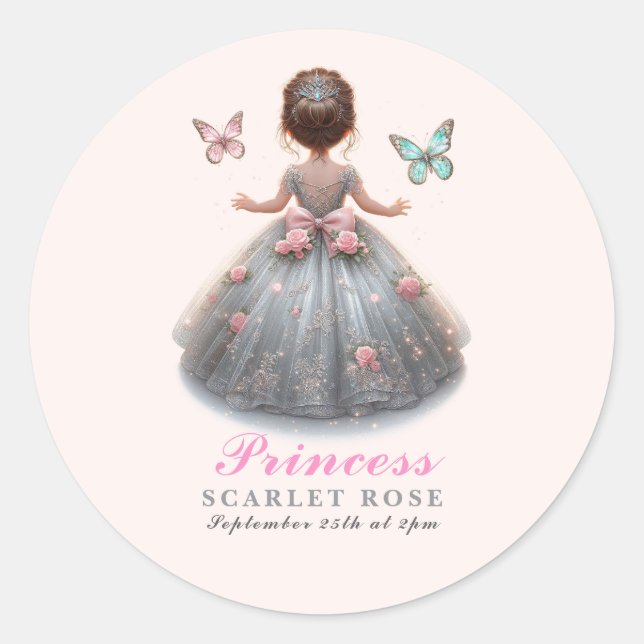 Adesivo Festa de aniversário de conto de fadas da princesa (Frente)