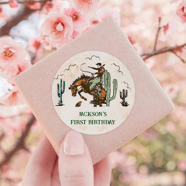 Adesivo Festa de aniversário de cowboy ocidental (Criador carregado)