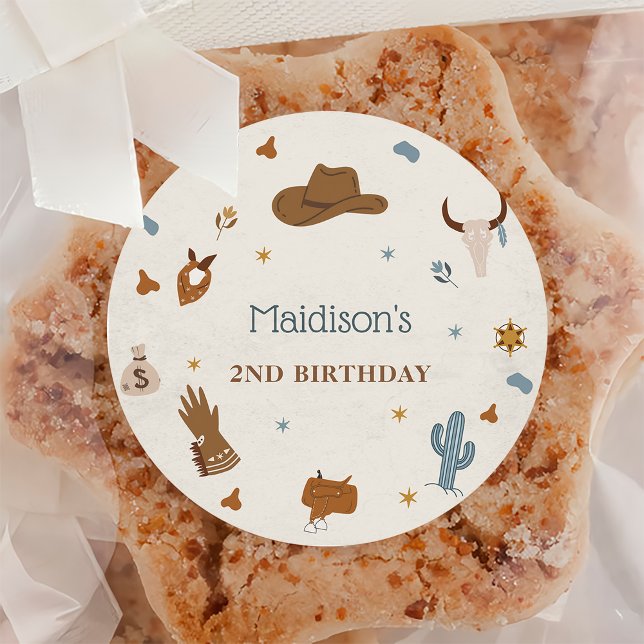 Adesivo Festa de aniversário de cowboy ocidental (Criador carregado)