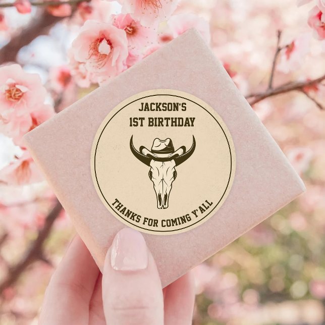 Adesivo Festa de aniversário de cowboy ocidental (Criador carregado)