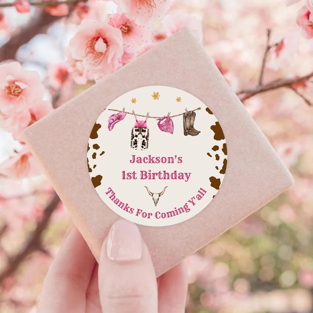 Adesivo Festa de aniversário de cowboy ocidental (Criador carregado)