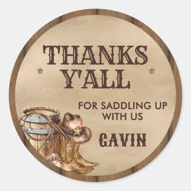 Adesivo Festa de aniversário de cowboy ocidental (Frente)