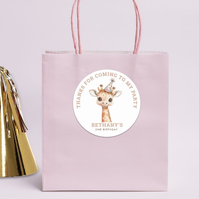 Adesivo Festa de Aniversário de criança de Girafa Bonita O (Criador carregado)