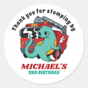 Adesivo Festa de Aniversário de criança do Bombeiro Dinoss