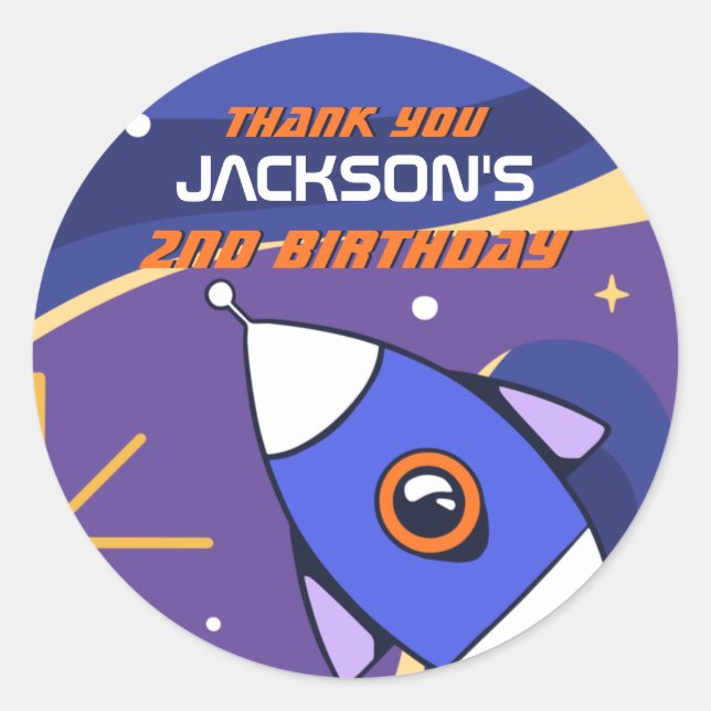 Adesivo Festa de Aniversário de criança Espacial Exterior  (Frente)