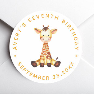 Adesivo Festa de Aniversário de Criança Girafa Fofa Safari