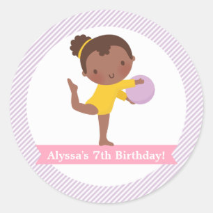 Adesivo Festa de Aniversário de Crianças Ginástica Menina 