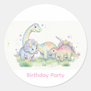 Adesivo Festa de Aniversário de Dinossauro com Aquarela Pa