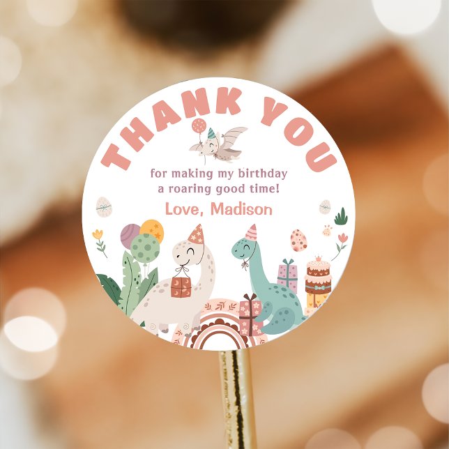Adesivo Festa de aniversário De Dinossauro Obrigado (Criador carregado)