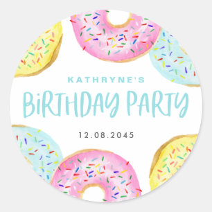 Adesivo Festa de Aniversário de Donuts Coloridos com Granu