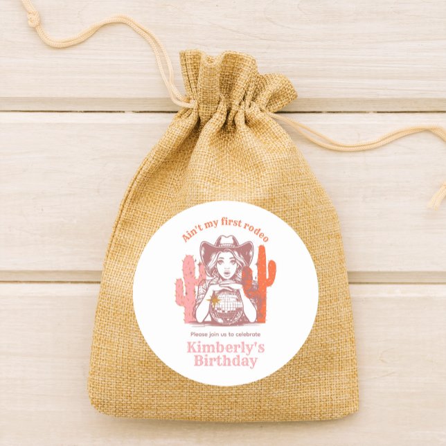 Adesivo Festa de aniversário de esfera de Disco com Garota (Criador carregado)