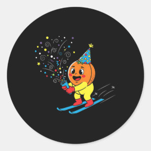 Adesivo Festa de Aniversário de Esqui Laranja Confetes Nas