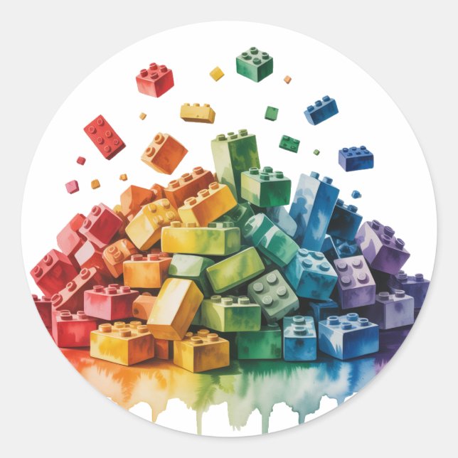 Adesivo Festa de aniversário de explosão de blocos de cons (Frente)