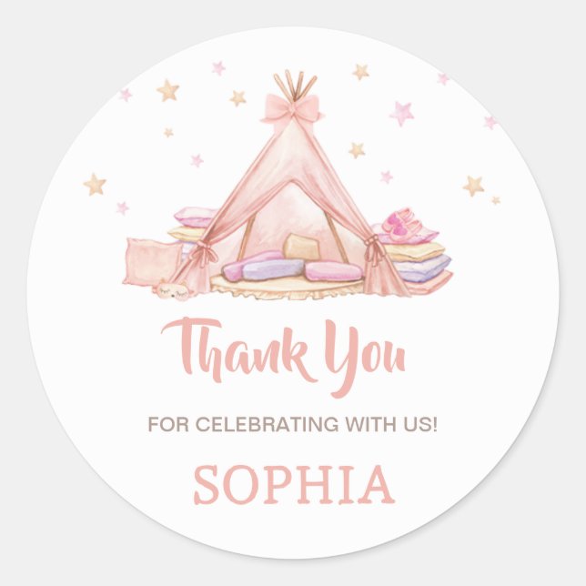 Adesivo Festa de aniversário de Festas de Meninas Sleepove (Frente)