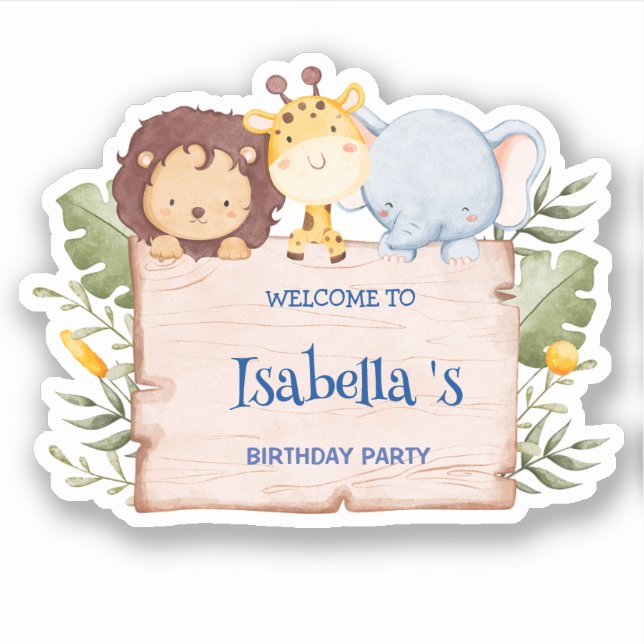 Adesivo Festa de aniversário de flores tropicais de Lion G (Frente)