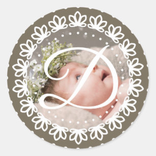 Adesivo festa de aniversário de fotografia de monograma c