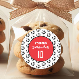 Adesivo Festa de Aniversário de Futebol do Menino Vermelho